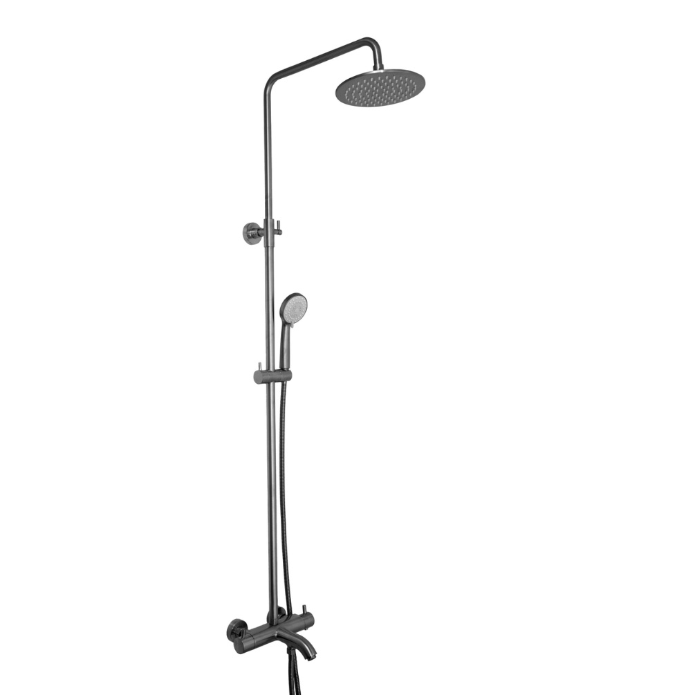 Product Cut out image of the JTP Vos Brushed Black Thermostatic Shower Bath Column
